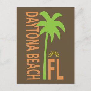 Carte Postale Daytona Beach typographique avec palmier