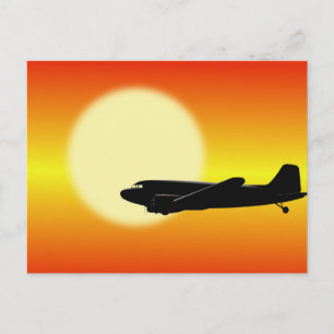Carte Postale DC-3 passant le soleil.