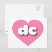 Carte Postale dc coeur rose - J'aime dc (Devant / Derrière)