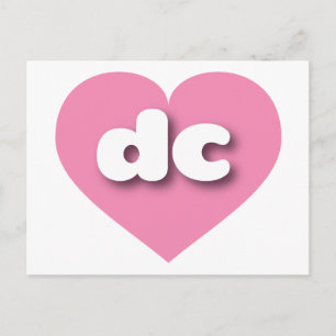 Carte Postale dc coeur rose - J'aime dc