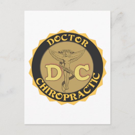 CARTE POSTALE DC LOGO - MÉDECIN CHIROPRACTIQUE CADUCEUS (Devant)