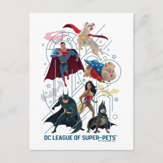 Carte Postale DC Trinity Héros & Super-Animaux de compagnie