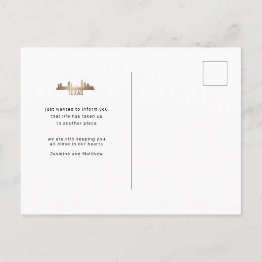 carte postale de annonce de déménagement de l'État (Dos)