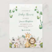 Carte postale de baby shower aquarelle verte et bl (Devant)