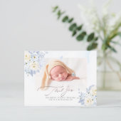 Carte postale de Baby Shower H2 Blue Cream Roses H (Debout devant)