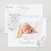 Carte postale de Baby Shower H2 Blue Cream Roses H (Devant / Derrière)