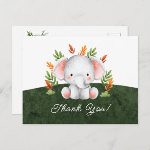 Carte postale de Baby shower Merci Eléphant Jungle