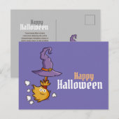 Carte postale de balai d'Halloween mignonne modifi (Devant / Derrière)
