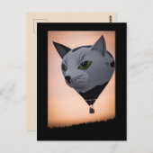 Carte postale de ballon à air chaud Cat (Devant / Derrière)