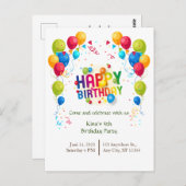 Carte postale de ballons d'anniversaire (Devant / Derrière)