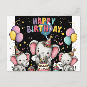 Carte postale de ballons en forme d'éléphant et de