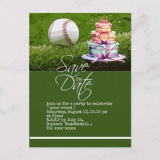 Carte postale de baseball enregistrer la date sur (Devant)