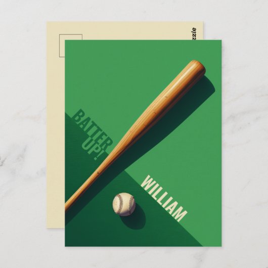 Carte postale de baseball verte (Devant / Derrière)