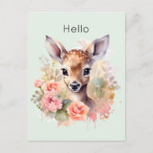 Carte Postale De Beaux Cerfs Entourés De Roses (Devant)