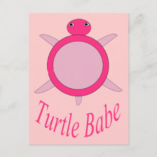 Carte postale de bébé tortue rose mignonne