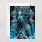 Carte postale de belle sirène nymphe de la mer (Devant / Derrière)