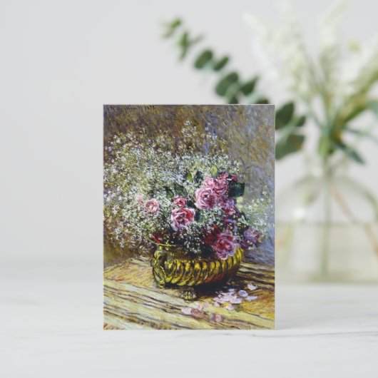 Carte Postale De belles fleurs dans un pot d'or (Debout devant)