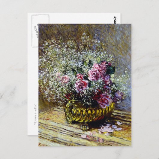 Carte Postale De belles fleurs dans un pot d'or (Devant / Derrière)