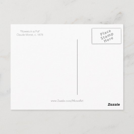 Carte Postale De belles fleurs dans un pot d'or (Dos)