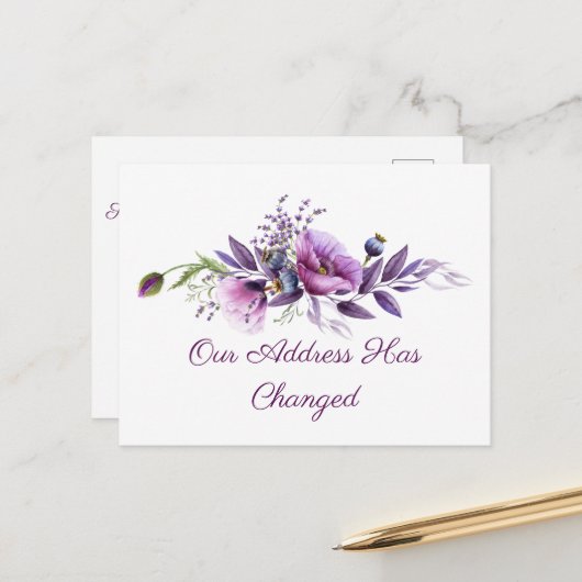 Carte Postale De Belles Poppies Changement D'Adresse (Devant/Arrière en situation)