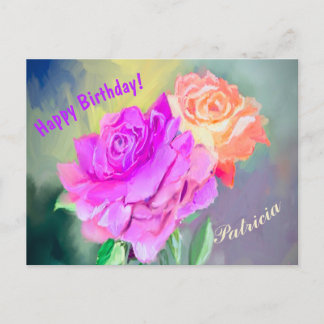 Carte Postale De belles roses peintes à la main pour une occasio