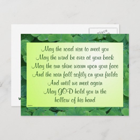 Carte postale de bénédiction irlandaise (Devant / Derrière)