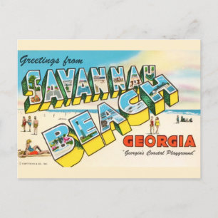 Carte postale de bienvenue à Savannah Beach Georgi