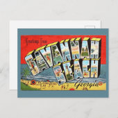 Carte postale de bienvenue à Savannah Beach Géorgi (Devant / Derrière)