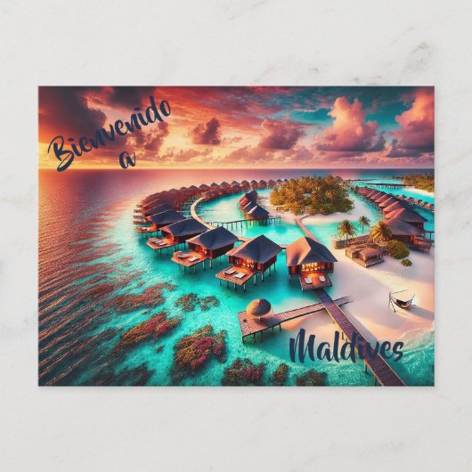 Carte postale de bienvenue aux Maldives (Devant)