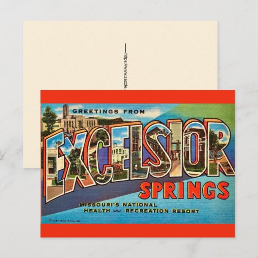 Carte postale de bienvenue Excelsior Springs Misso (Devant / Derrière)