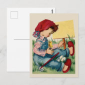 Carte postale de bienvenue vintage pour enfants (Devant / Derrière)