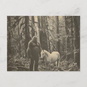 Carte postale de Bigfoot licorne et un cheval dans