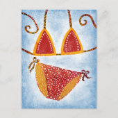 Carte postale de bikini à pois en string (Devant)