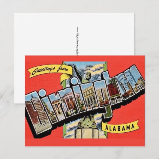 Carte postale de Birmingham AL vintage (Devant / Derrière)