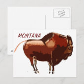 carte postale de bison peint Montana (Devant / Derrière)