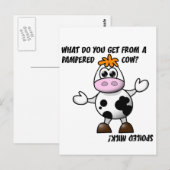 Carte postale de blague sur la vache gâtée (Devant / Derrière)
