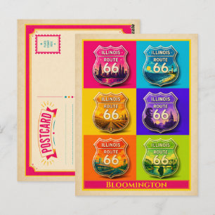 Carte postale de Bloomington Illinois Route 66 Vin