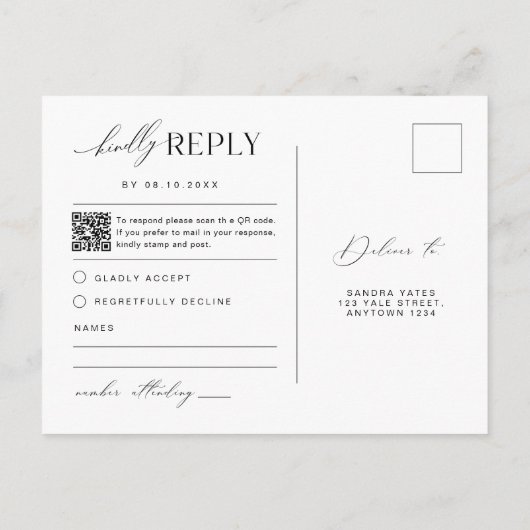 Carte postale de boîtier de code à barres RSVP min (Dos)