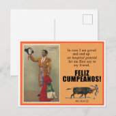 CARTE POSTALE DE BON ANNIVERSAIRE DE CORRIDA (Devant / Derrière)