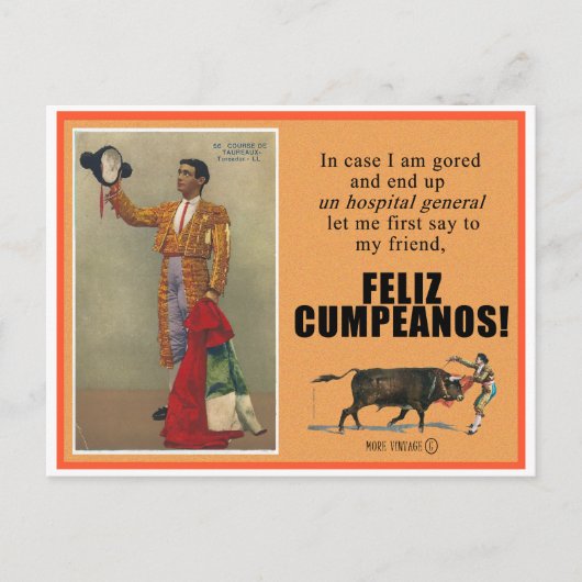 CARTE POSTALE DE BON ANNIVERSAIRE DE CORRIDA (Devant)