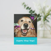Carte postale de bonne année de golden retriever (Debout devant)