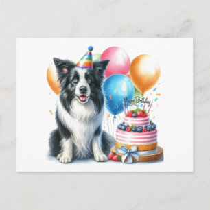 Carte postale de Border Collie joyeux anniversaire