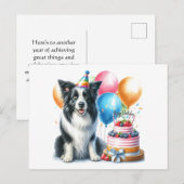 Carte postale de Border Collie pour joyeux anniver (Devant / Derrière)