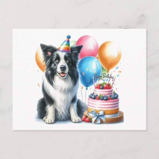 Carte postale de Border Collie pour joyeux anniver (Devant)