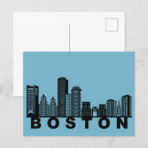 Carte postale de Boston – Silhouette de l'horizon