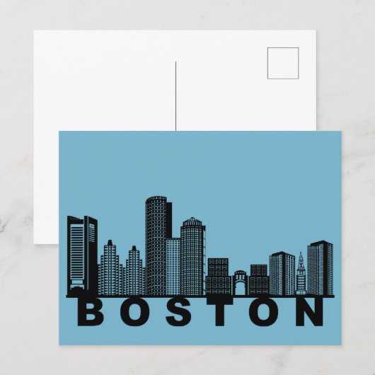 Carte postale de Boston – Silhouette de l'horizon  (Devant / Derrière)