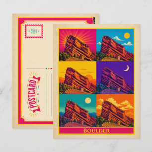 Carte postale de Boulder Colorado Red Rock Vintage