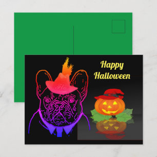Carte postale de bouledogue français Halloween