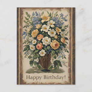 Carte postale de bouquet de fleurs à l'ancienne