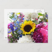 Carte postale de bouquet de tournesol coloré (Devant / Derrière)